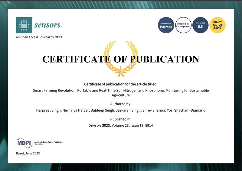 Smart Farming Research Published in Sensors